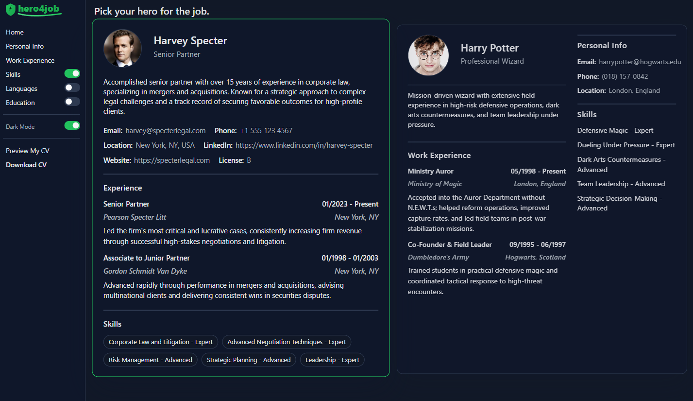 Hero4Job project preview